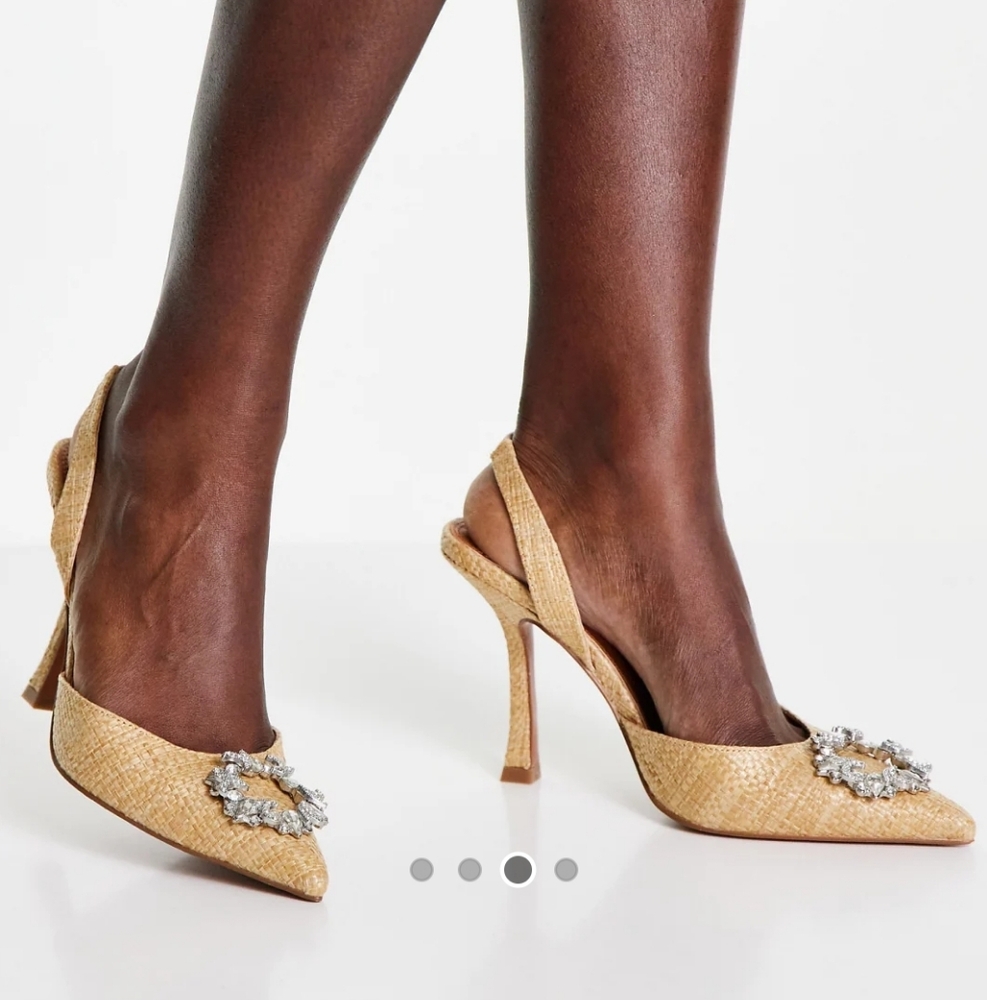 ASOS Design Slingback Heels with Crystal Embellishments